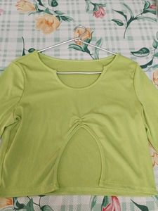 Green Cutout Crop Top