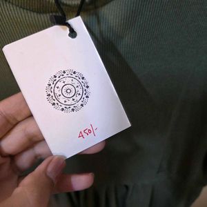 Olive Green Ribbed Dress