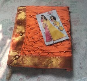 Never Used Two Colour Festival Wear Women Saree.