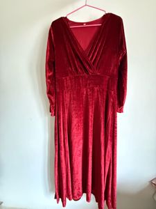 Elegant Red Velvet Dress