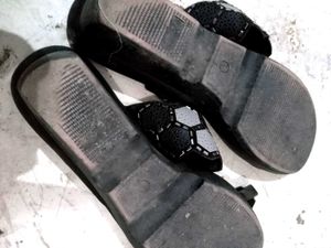 Black Sandals with Geometric Detail