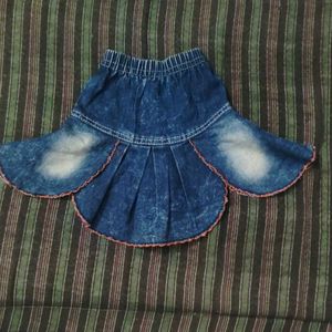Denim Ruffle Skirt
