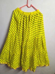 Yellow Striped Ethnic Skirt