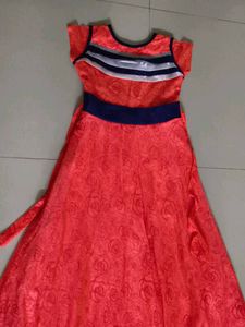 Girl's Coral Rose Print Dress