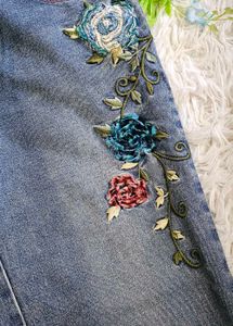 Embroidered Floral Jeans