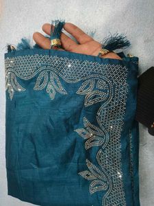 Elegant Teal Embellished Saree