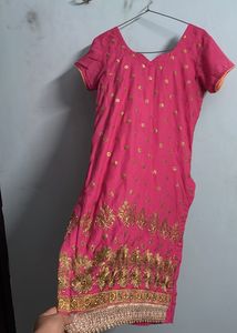 Pink & Gold Embroidered Suit Set