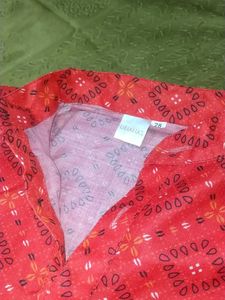 Red Patterned Kurta