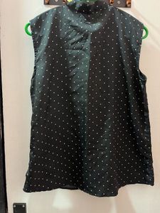 Polka Dot Tie-Neck Blouse