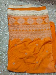 partywear soft orange saree