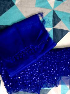 Blue Sequined Fabric Saree
