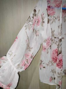 Pinteresty White And Pink Floral Dress With Shrug