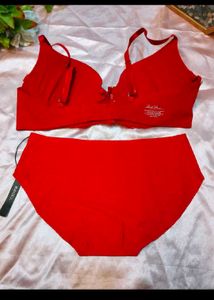 Red &amp; Leopard Print Lingerie Set