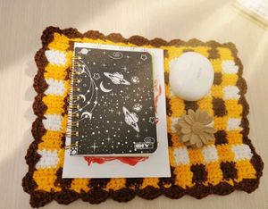 Gingham crochet desk mat