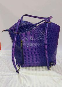 Purple Alligator Print Convertible Bag
