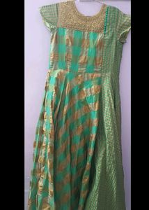 Traditional Long Frock With Stone Workon Neck Part