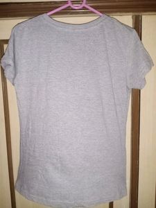 FESTER Women Grey Printed Round Neck T-shirt