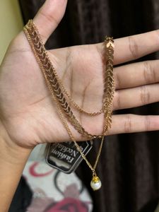 Gold Layered Pearl Necklace