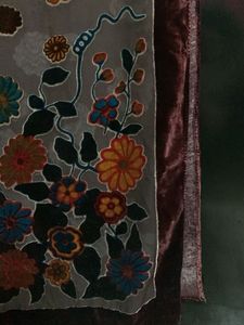 Floral Velvet Trim Scarf