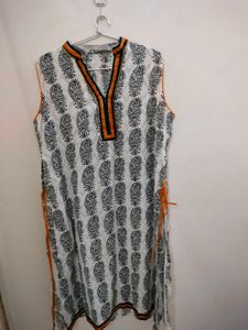 Printed White Kurta (Size M To L)