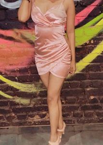 Pink Satin Mini Dress