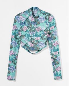 Y2k Print Long Sleeve Crop Top
