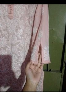 Pink Chikankari Short Kurti