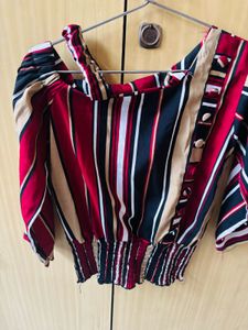 Striped Cold Shoulder Top