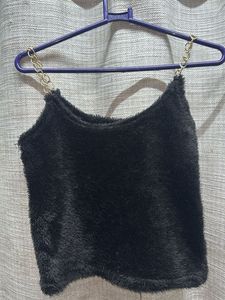 Fuzzy Black Chain Top