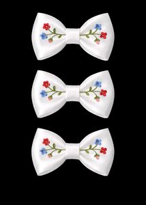 Floral Embroidered Bow Hair Clips(pack of 3)