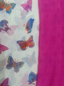 Butterfly 🦋 Saree with Pinck Blouse.