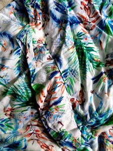 White Printed Cotton Top With Mega Sleeves