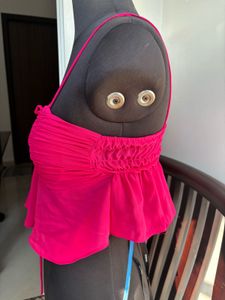 Pink Ruffle Crop Top