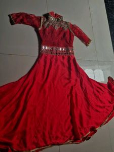 Red Embroidered Anarkali Dress