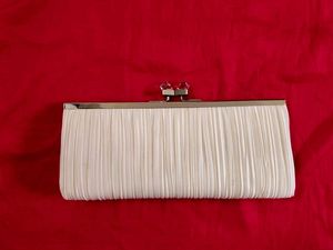 White Pleated Clutch with Chain Strap