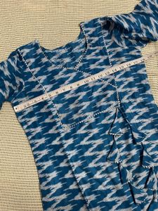 Blue Ikat Print Kurta Set