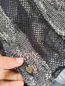 Very Standard Top Black&amp;White Line Net Top