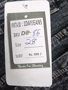 D@86 Size-28 Charcoal Grey Straight Jeans For Girl