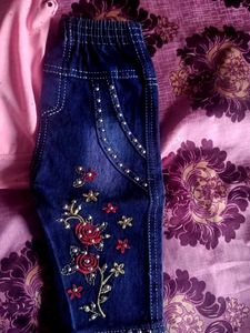 Cute Pink Top &amp; Embroidered Jeans Set