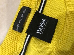 Men&#39;s BOSS Yellow Crew Neck Sweater