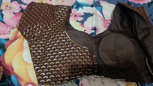 New Coffee Brown Sequence Designer Blouse