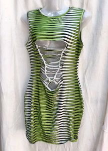 1781. Green Striped Cutout Dress