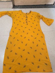 Yellow Printed Kurti