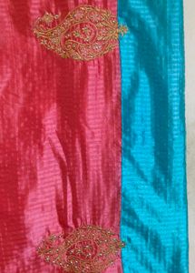 Blue Pink Combination Soft Silk Saree