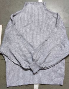 Grey Knit Pullover Sweater