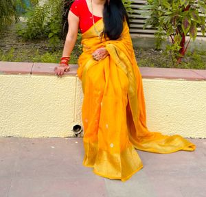 Beautiful Yellow Silk Saree