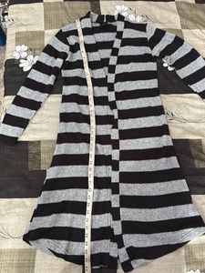 Striped Open Front Cardigan