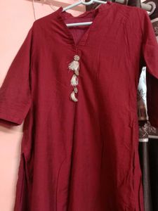 Burgundy Kurti With tassels