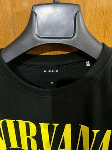 SF JEANS PANTALOONS BLACK NIRVANA TSHIRT M