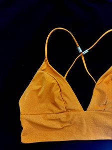 H&amp;M V SHAPED EMBELLISHED SHIMMER BIKINI TOP